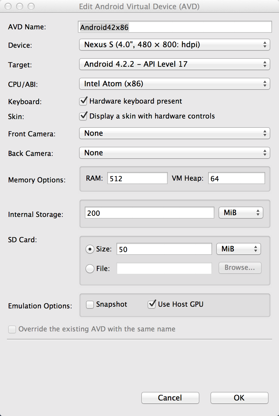 android intel emulator crash mac