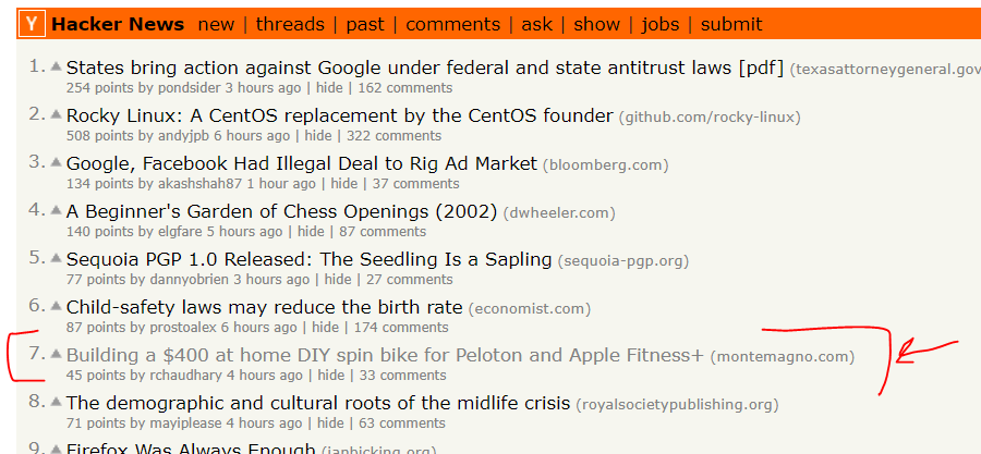 My blog at number 7 on Hacker News!