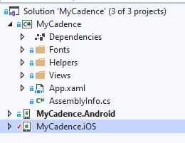 Solution for My Cadence with Android and iOS projects